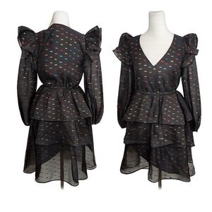 Alden Adair Black Sheer Ruffle Sleeve dress - small